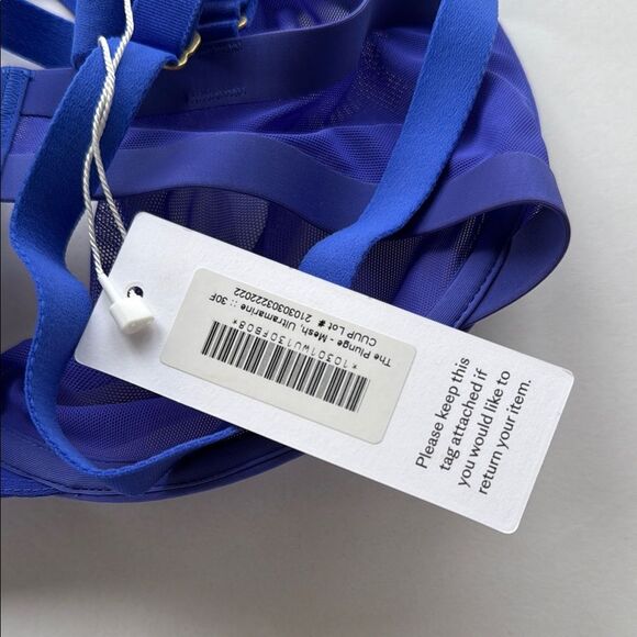 NWT CUUP THE PLUNGE BLUE SHEER MESH BRA SIZE 30F - Picture 3 of 5